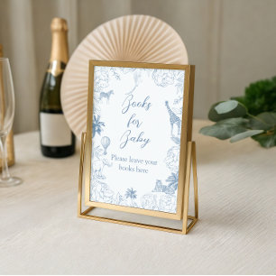 Poster Livre de Baby Shower Safari Jungle Bleu 