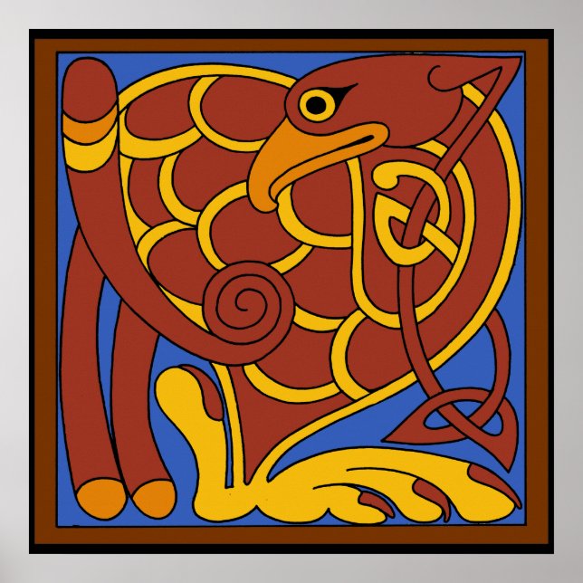 Poster Livre De Kells Celtic Knot Oiseau Médiéval (Devant)