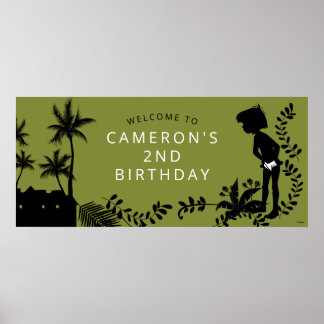 Poster Livre de la Jungle Silhouette Anniversaire Bienven