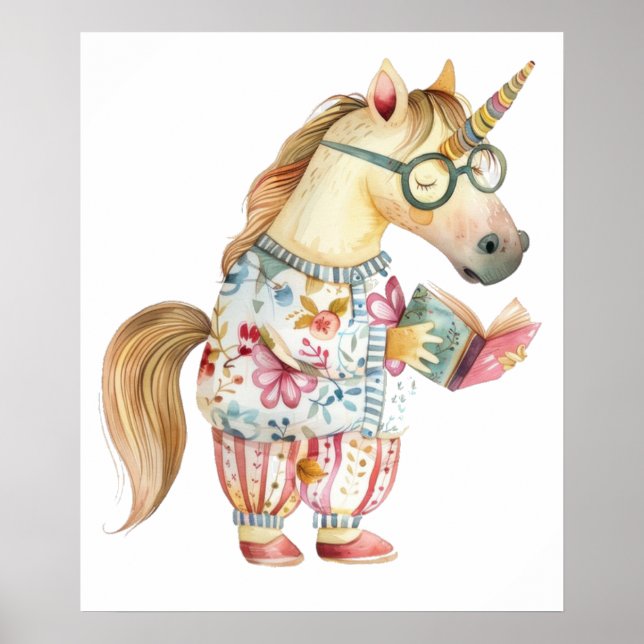 Poster Livre de lecture de licorne lunaire (Devant)