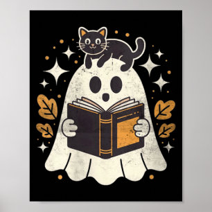 Poster Livre de lecture fantôme pour femmes Halloween Bib