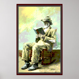 Poster Livre de lecture vintage noir d'homme de