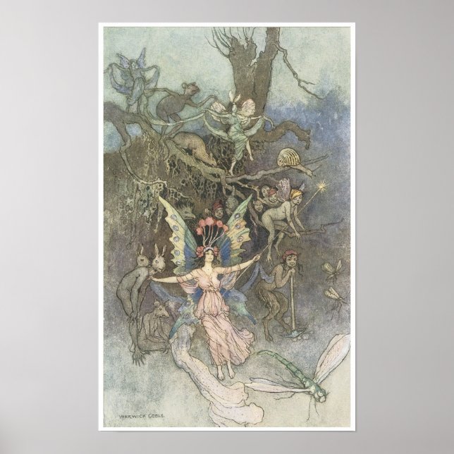 Poster Livre de Poésie Fée, Peinture Fée de l'époque vict (Devant)