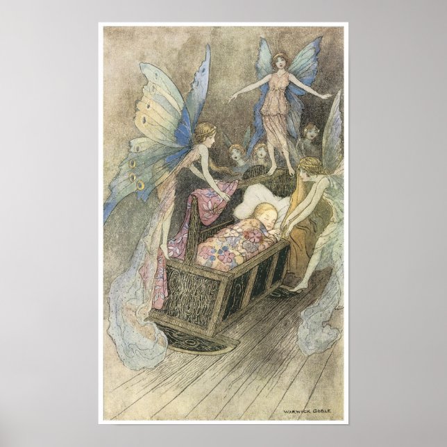 Poster Livre de poésie fée, Warwick Goble (Devant)