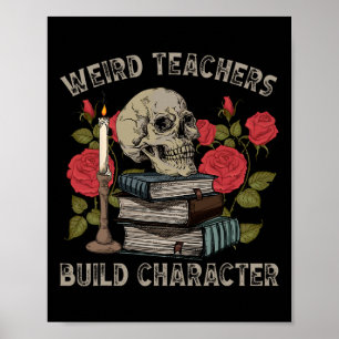 Poster Livre de squelette floral crâne Halloween enseigna