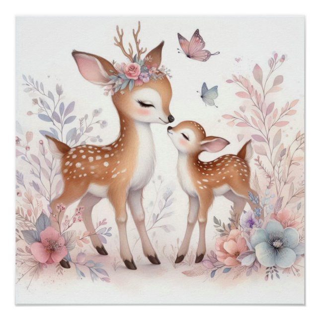 Poster Livre d'histoire Bois Bébés Deer Love (Devant)
