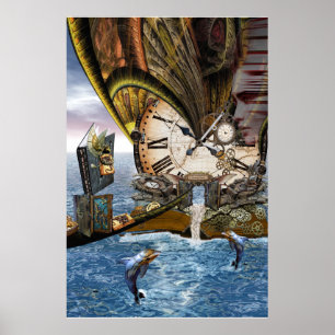 Poster Livre d'histoire du dragon de Steampunk