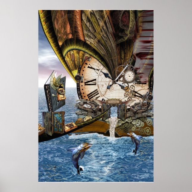 Poster Livre d'histoire du dragon de Steampunk (Devant)