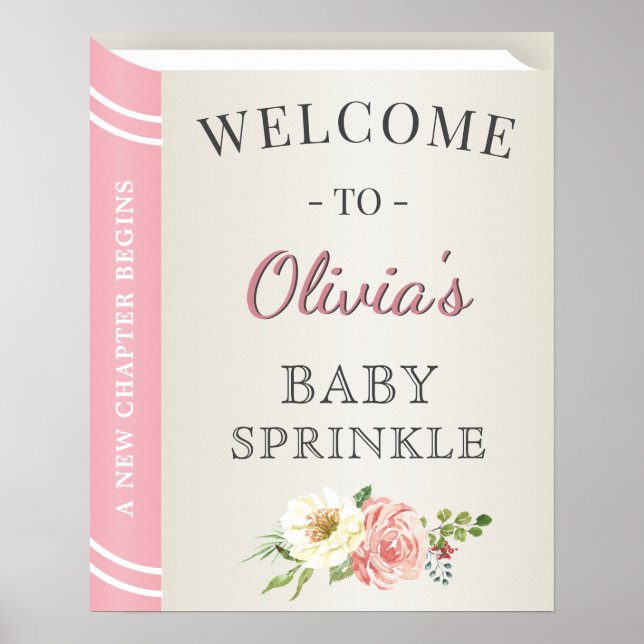 Poster Livre d'histoire rose Bibliothèque Baby Girl Sprin (Devant)