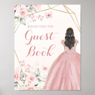 Poster Livre d'hôtes Blush Pink Gold Géométrique Floral Q