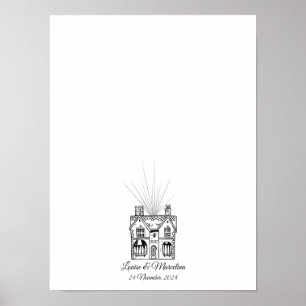 Poster Livre d'hôtes Mariage d'empreintes digitales de la