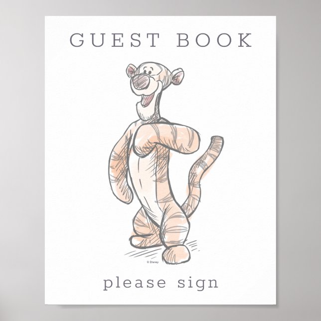 Poster Livre d'invité du Baby shower de tigre d'aquarelle (Devant)