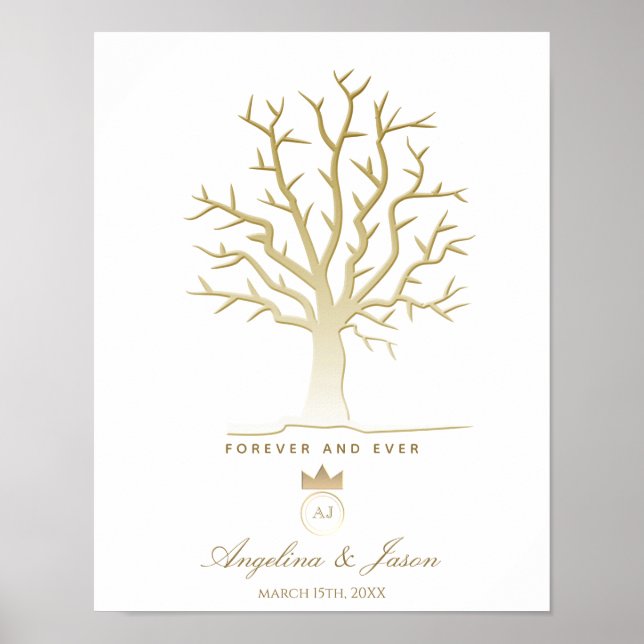 Poster Livre d'invité du Mariage de l'arbre d'empreintes  (Devant)