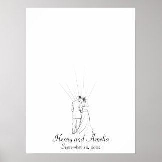 Poster Livre d'invité mariage Couple Fingerprint