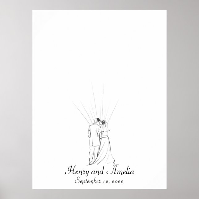 Poster Livre d'invité mariage Couple Fingerprint (Devant)