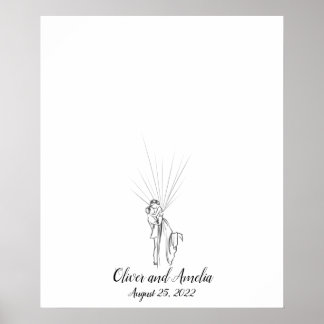 Poster Livre d'invité mariage Couple Fingerprint