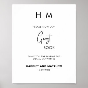 Poster Livre d'invité mariage monogramme do-it-yourself