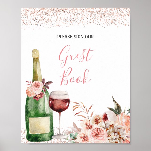 Poster Livre d'invité pour la Fête des mariées rose pâle (Devant)