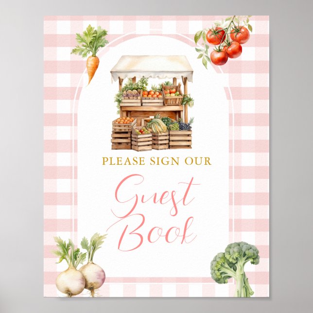 Poster Livre d'invité sur le Baby shower du marché frais  (Devant)