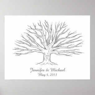 Poster Livre d'invités de l'arbre d'empreinte numérique