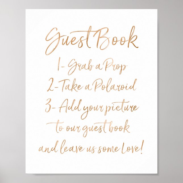 Poster Livre d'invités photo | Rose Or Stylish (Devant)