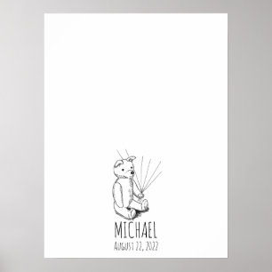 Poster Livre d'invités Teddy Bear Fingerprint