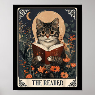 Poster Livre floral du livre de lecture de la carte Tarot