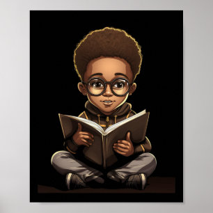 Poster Livre Lecture Afro African American Reader Bookwor