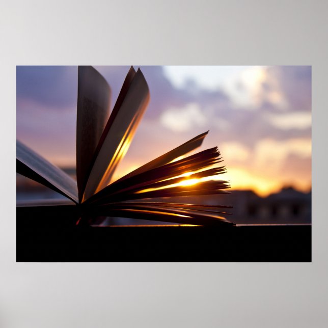 Poster Livre ouvert et Sunset Photographie (Devant)