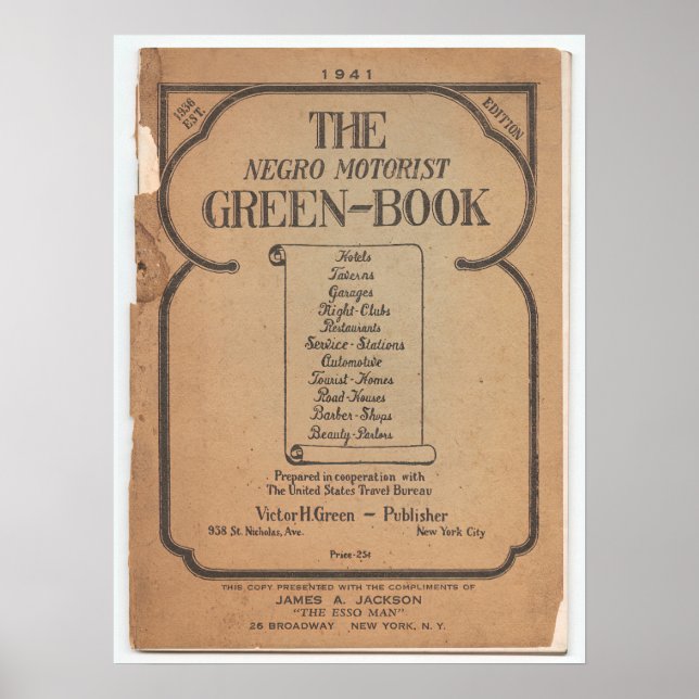 Poster Livre vert de Negro Motorist (Devant)