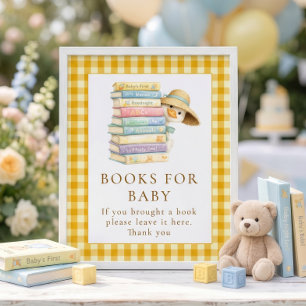 Poster Livres à carreaux jaunes d'oie Signe Baby Shower