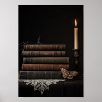 Livres Académiques Sombres Art de Bougie Murale