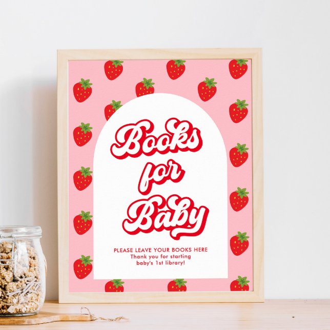 Poster Livres Baby showers fraises pour bébé (Créateur téléchargé)