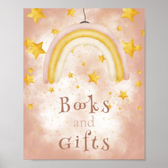 Poster Livres & Cadeaux Boho arc-en-ciel étoiles de pouss (Devant)