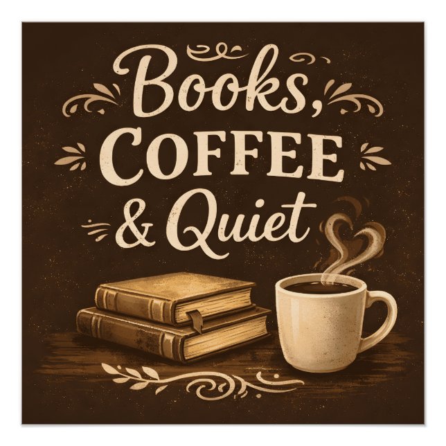 Poster Livres, Café & Calme – Amateur de Livres Dark Acad (Devant)