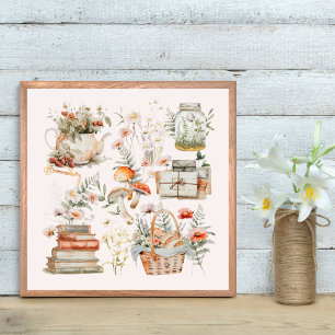 Poster Livres Champignon Floral Fantaisiste Art Cottageco