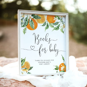 Poster Livres Cutie pour bébé. Livres Oranges pour bébé