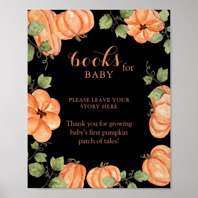 Poster Livres de Baby shower Citrouille de la chute noire (Devant)