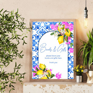 Poster Livres de baby shower et enseigne cadeau Carreaux