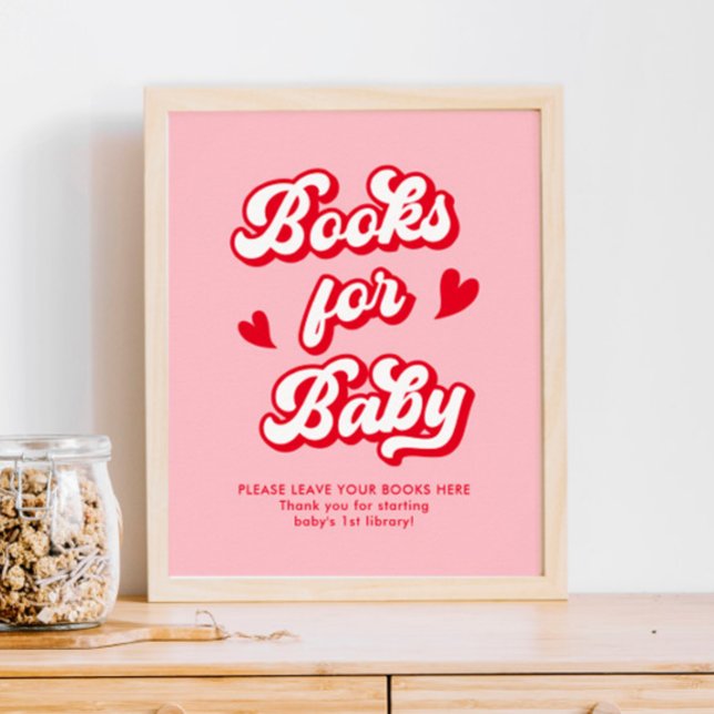Poster Livres de Baby shower Red Pink Valentines pour béb (Créateur téléchargé)
