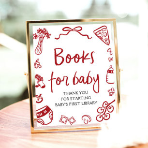 Poster Livres de bébé pour bébé de bébé italiens rouges d