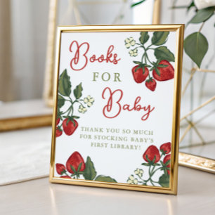 Poster Livres de Fête de Naissance Bébé Fraise pour Bébé