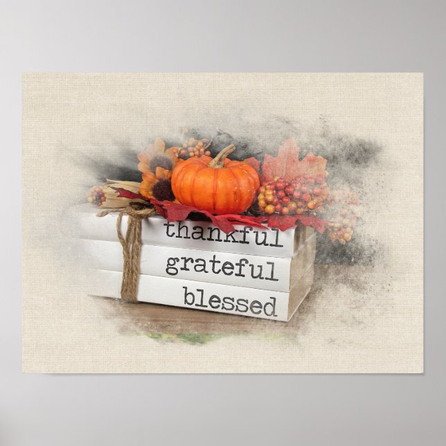 Poster Livres de Thanksgiving avec Citrouille (Devant)