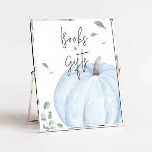 Poster Livres et cadeaux Citrouilles minimalistes bleus