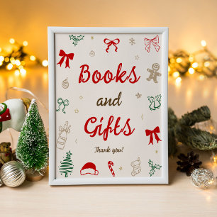 Poster Livres et Cadeaux de Bébé pour un Noël Dessiné à l