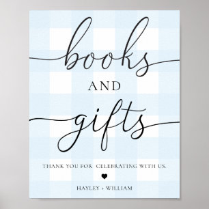 Poster Livres et cadeaux En vichy bleu