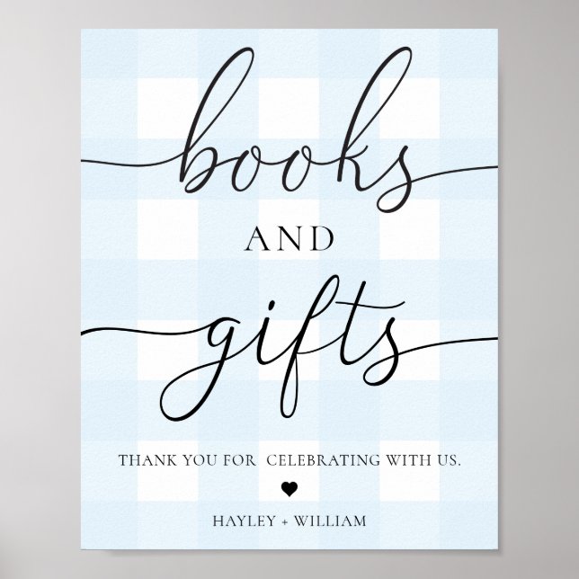 Poster Livres et cadeaux En vichy bleu (Devant)