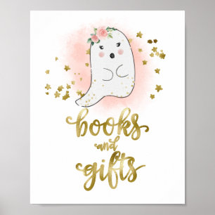 Poster Livres et Cadeaux Signe de Baby Shower Floral Citr