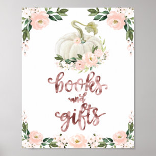 Poster Livres et Cadeaux Signe de Baby Shower Floral Citr