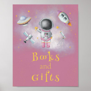 Poster Livres et cadeaux Spatiale Astronaut fille roquett